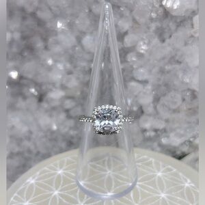 Square CZ Halo Ring 925